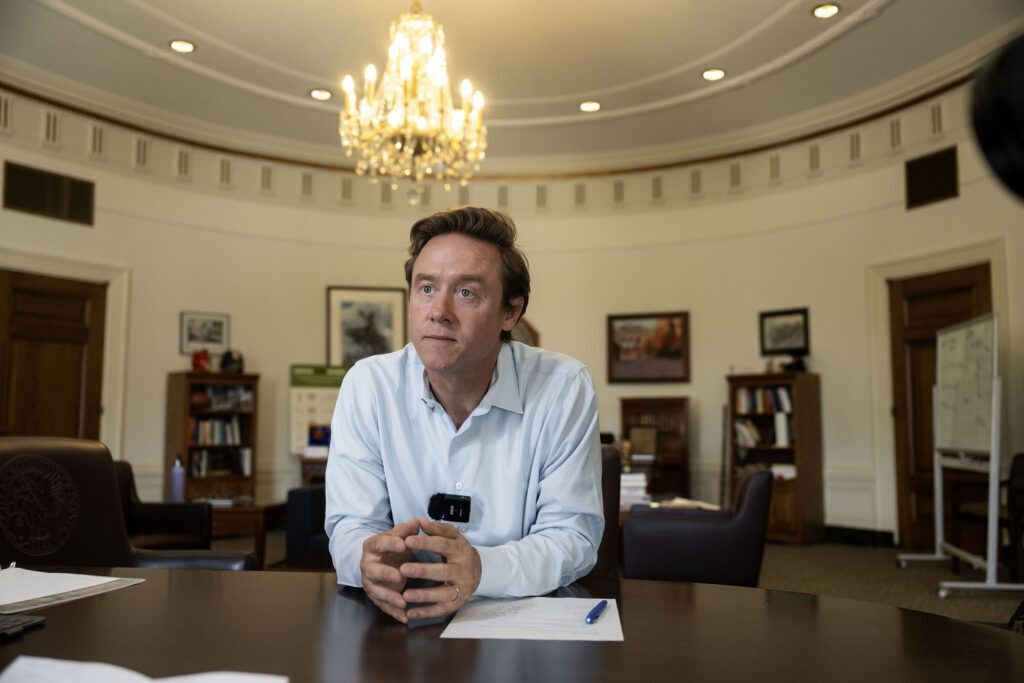 Denver Mayor Mike Johnston talks with Reporters from the Denver Gazette on Friday, July 17, 2026 ahead of next week’s state of the City address.