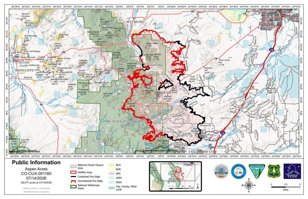 July 14, 2026 map of the Aspen Acres fire (Courtesy of Alaska Incident Management Team 1).