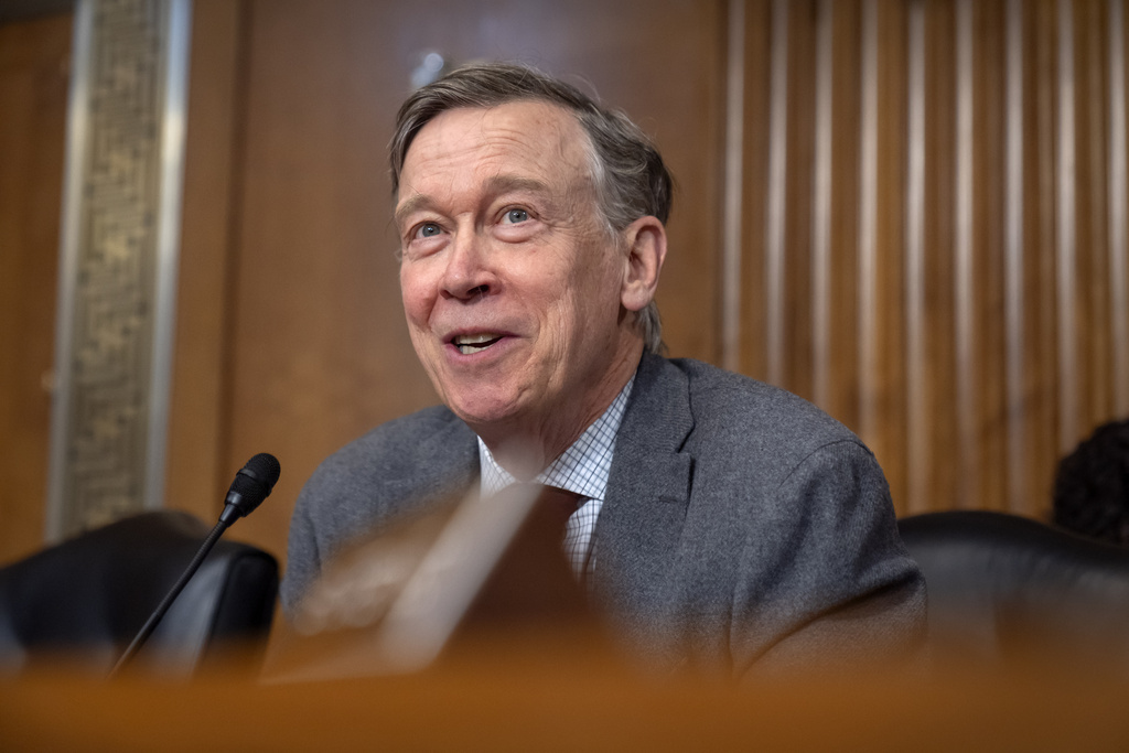 Sen. John Hickenlooper, D-Colo., speaks during a hearing of the Senate Committee on Energy and Natural Resources on Capitol Hill, Thursday, July 10, 2025, in Washington. (Mark Schiefelbein, The Associated Press)