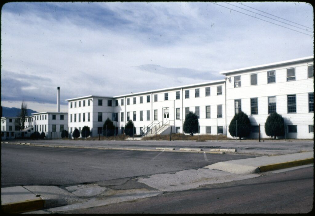 The former Ent Air Force Base pictured in 1978. It later became the Olympic Training Center. Helen and James McCaffery Photographs, Courtesy Regional History and Genealogy, Pikes Peak Library District, 266-10062