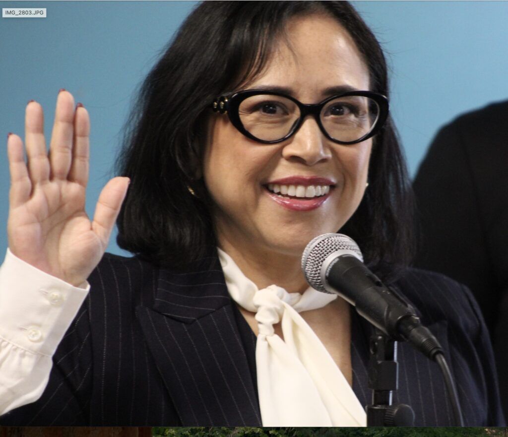 Denver Public Schools Board of Education Director Xóchitl Gaytán takes the oath of office on Saturday Nov. 22, 2025. (Photo by: Nicole C. Brambila/The Denver Gazette)