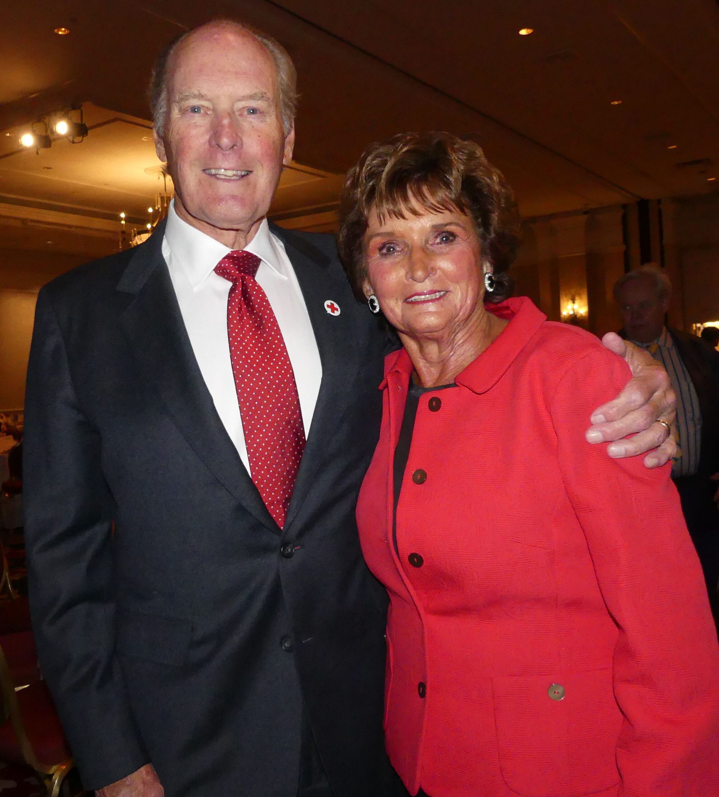 Humanitarian of the Year Bill Tutt with wife Frankie. Tutt called Red Cross volunteers "the saints of service," and said they were vitally important. Just hours before the dinner, Red Cross volunteers set up nine emergency bomb cyclone blizzard shelters for more than 700 stranded motorists and residents without power after the storm blew through the Front Range last month. Photo by Linda Navarro