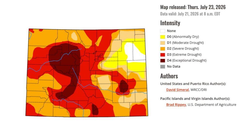 The most recent drought report for Colorado, as of July 23. (US Drought Monitor)