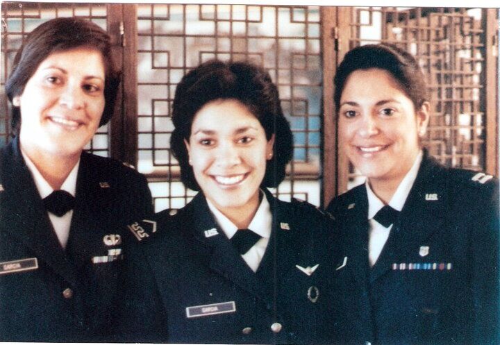 Air Force Capts. Linda Garcia Cubero and Amanda Garcia left and Air Force Academy Cadet Mara Garcia are pictured together from left to right. Courtesy Linda Garcia Cubero